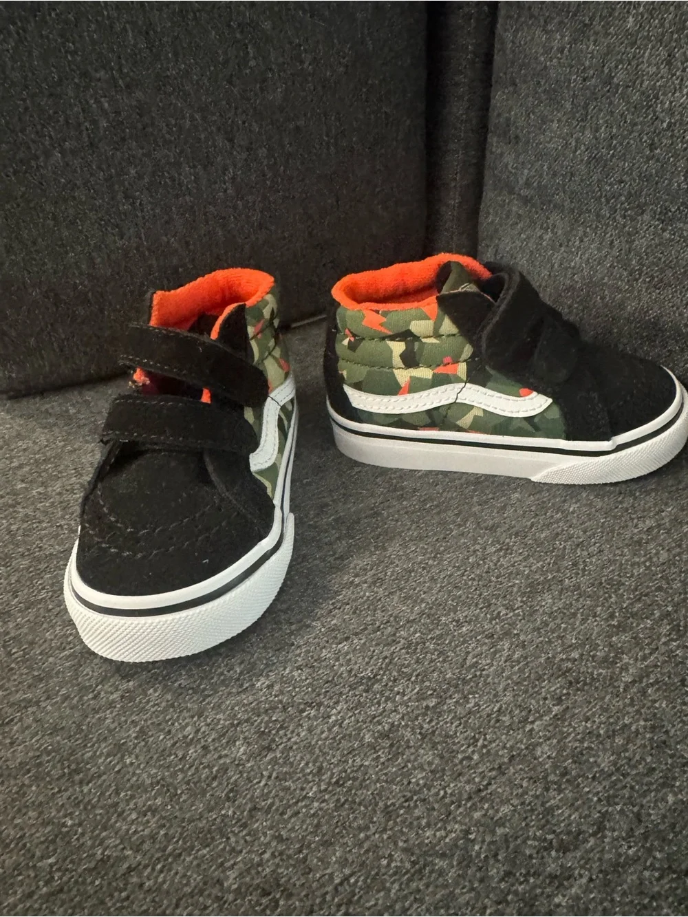 Vans Kids High-Top Camouflage Sneakers with Orange Lining